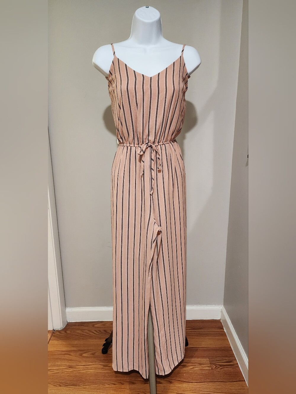 Ambience Apparel Striped Wide-Leg Jumpsuit Size: Medium (M)
